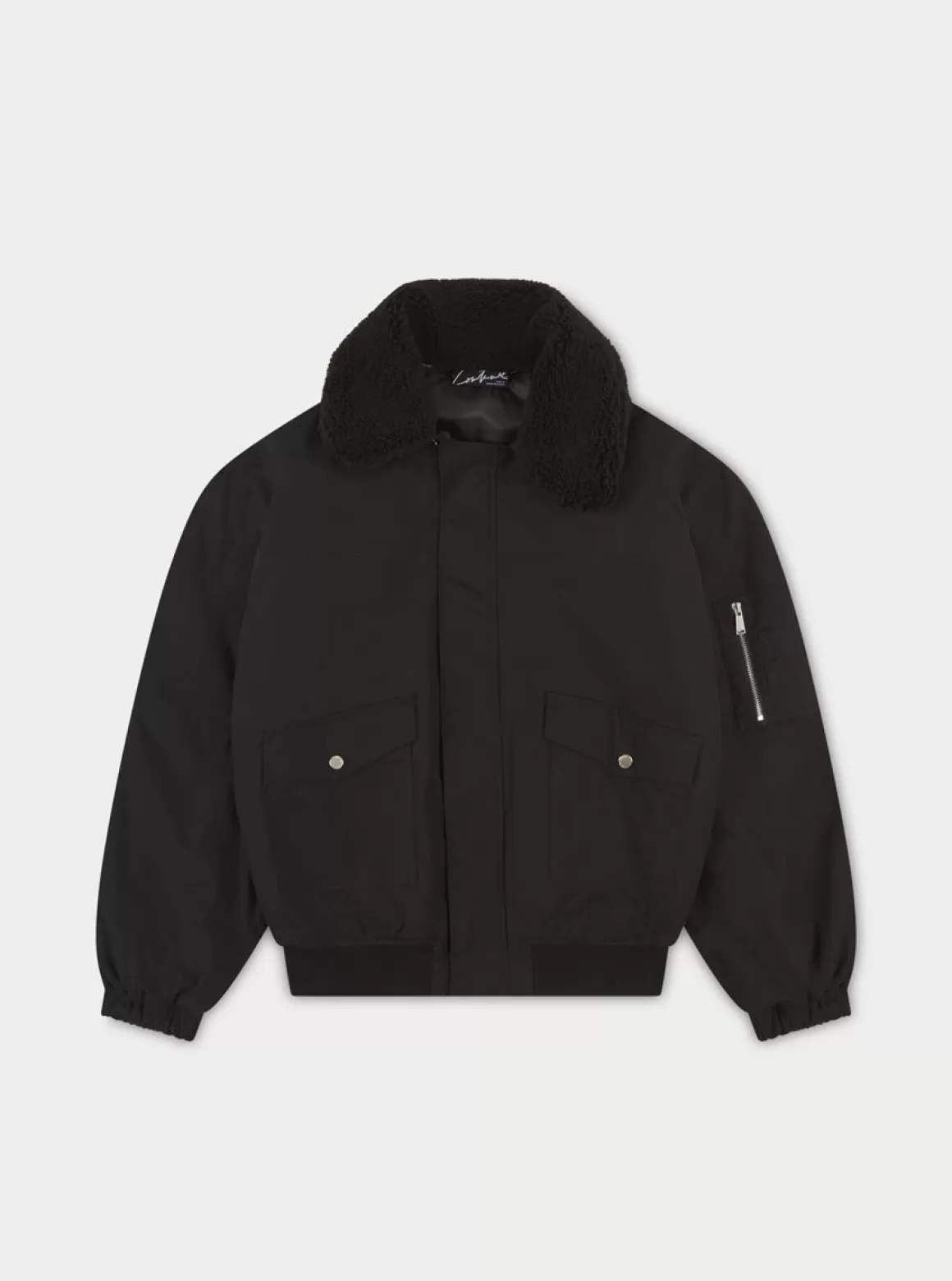 The Couture Club Coats & Jackets>Oversized Borg Detail Bomber Jacket Black