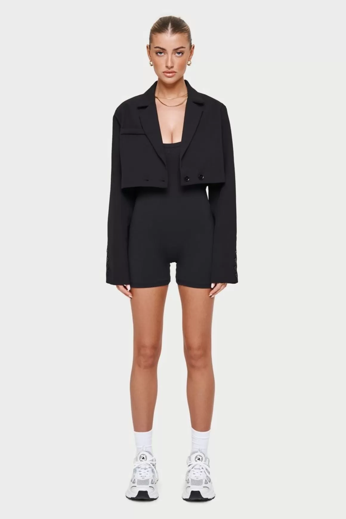 The Couture Club Coats & Jackets>Oversized Cropped Blazer Black