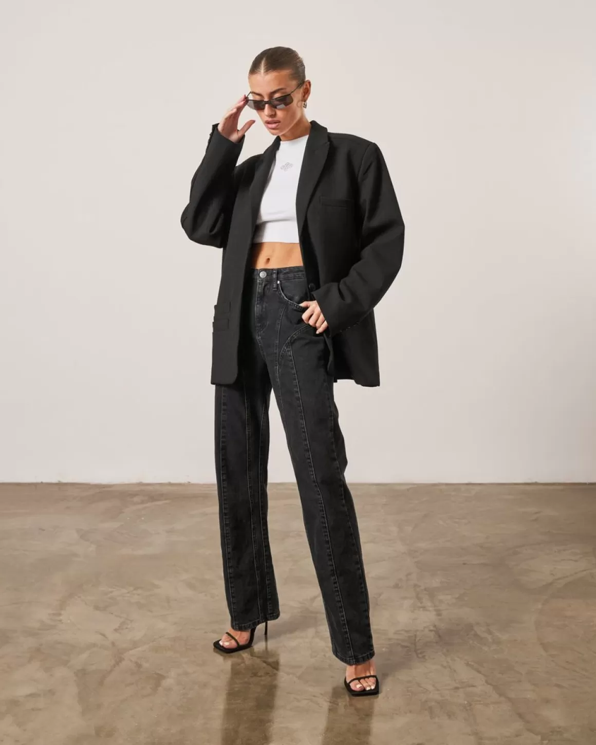 The Couture Club Blazers>Oversized Structured Blazer Black