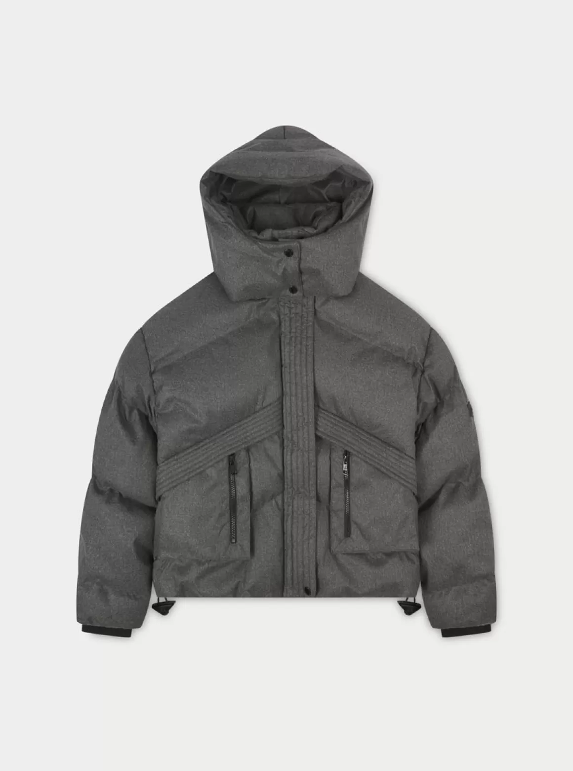 The Couture Club Coats & Jackets>Oversized Tie Hem Puffer Jacket Grey