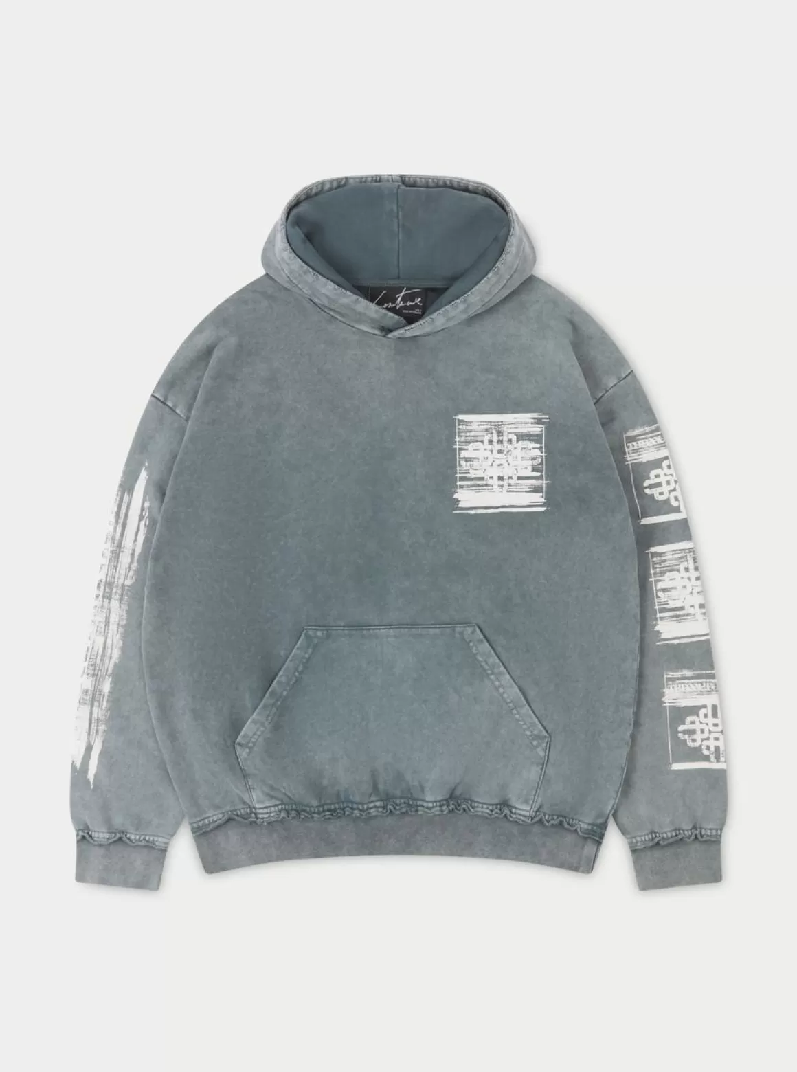 The Couture Club Hoodies>Paint Effect Emblem Hoodie Grey