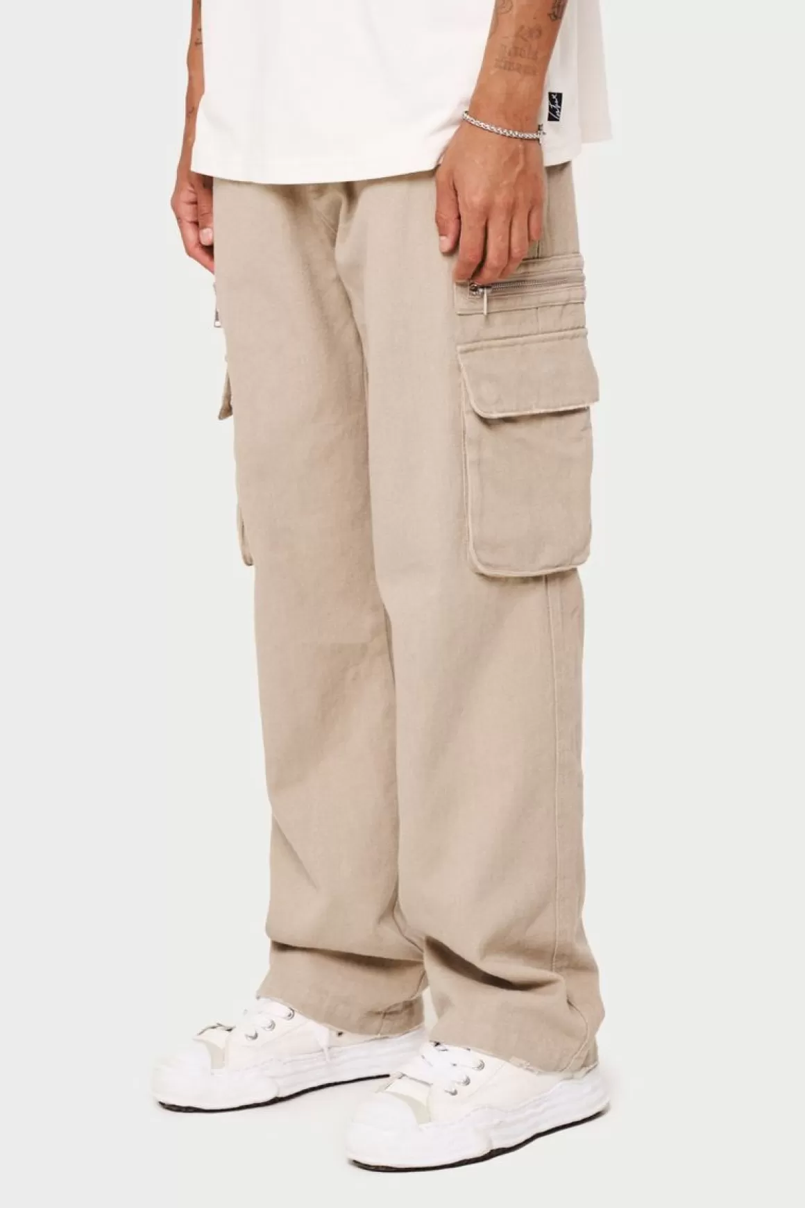 The Couture Club Cargo Pants>Patch Pocket Twill Cargos Beige