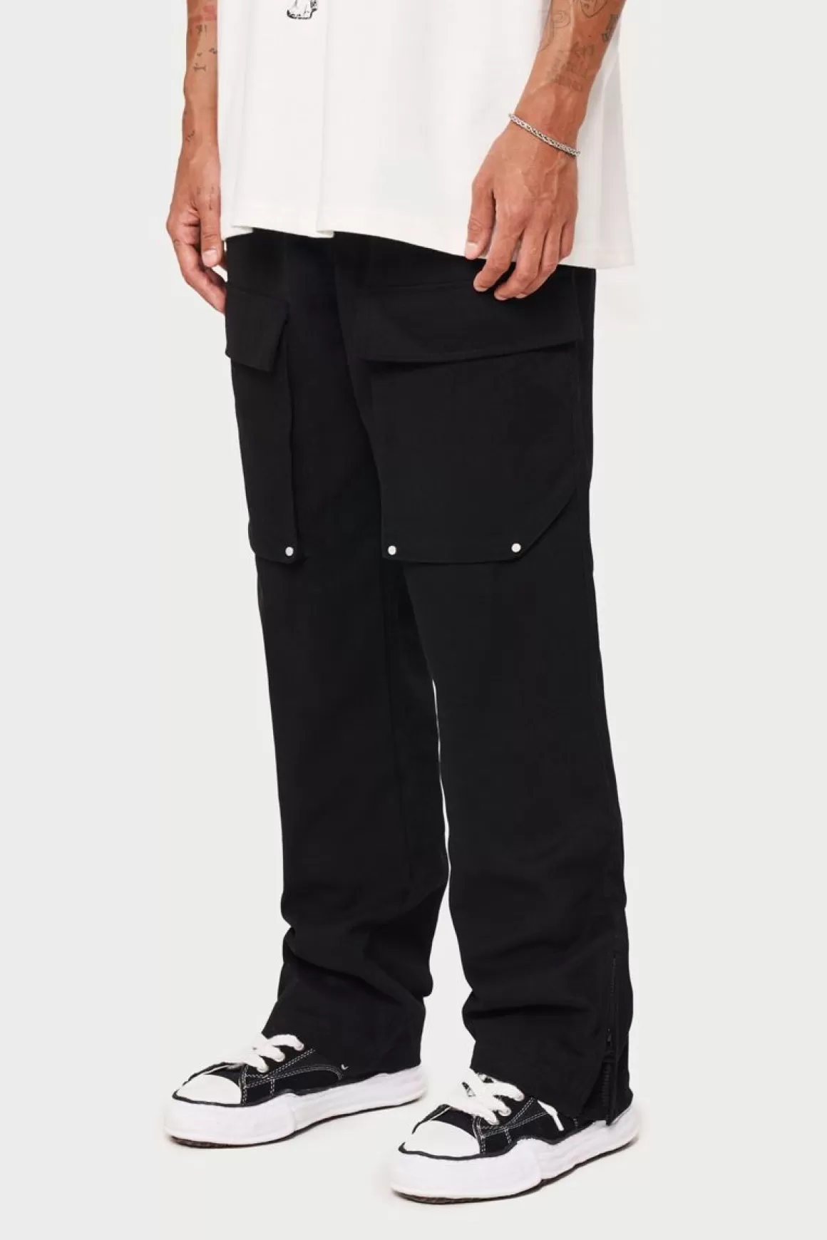 The Couture Club Cargo Pants>Peached Twill Straight Cargos Black