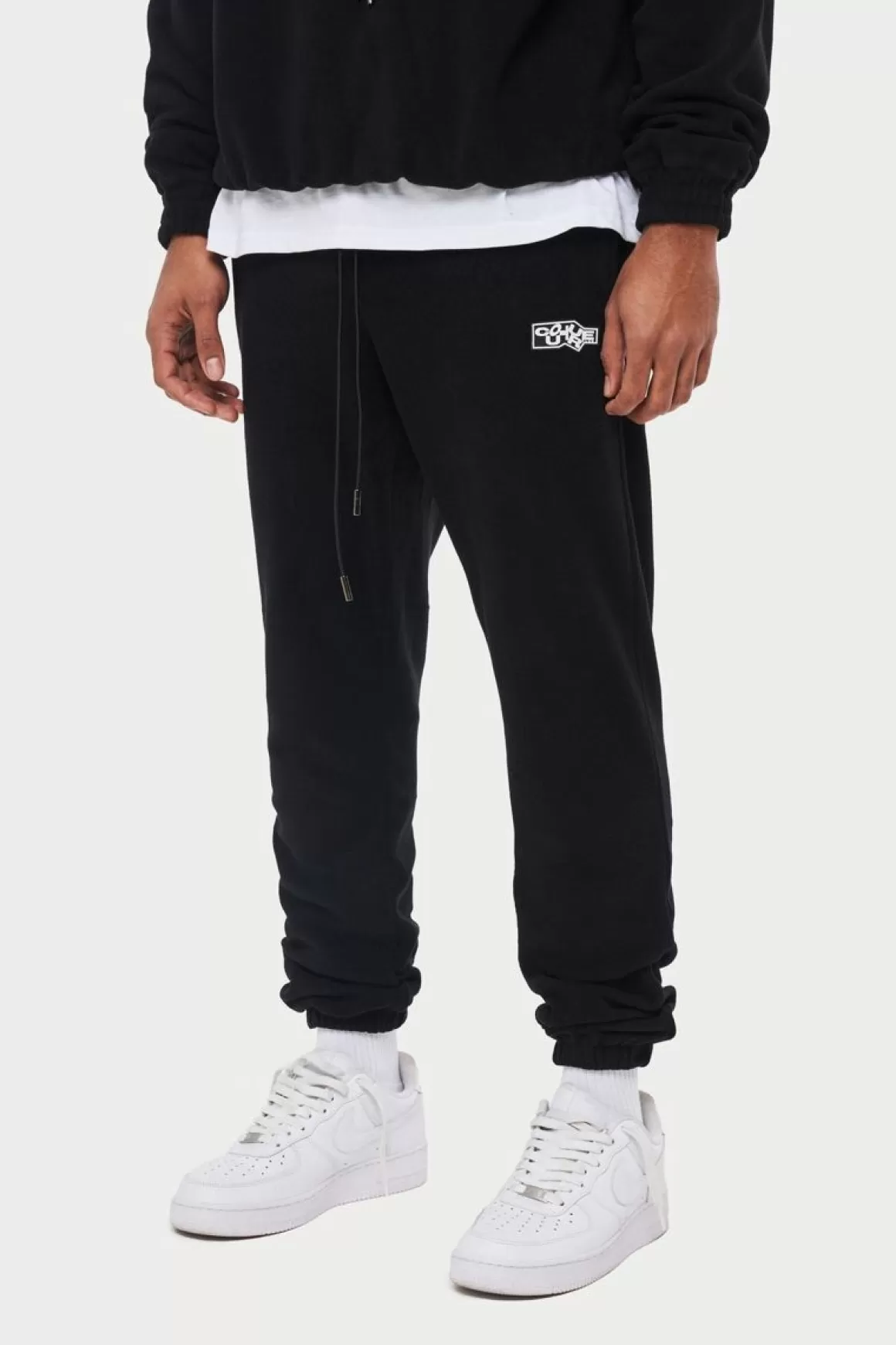 The Couture Club Tracksuits>Polar Fleece Rubber Badge Tracksuit Joggers Black