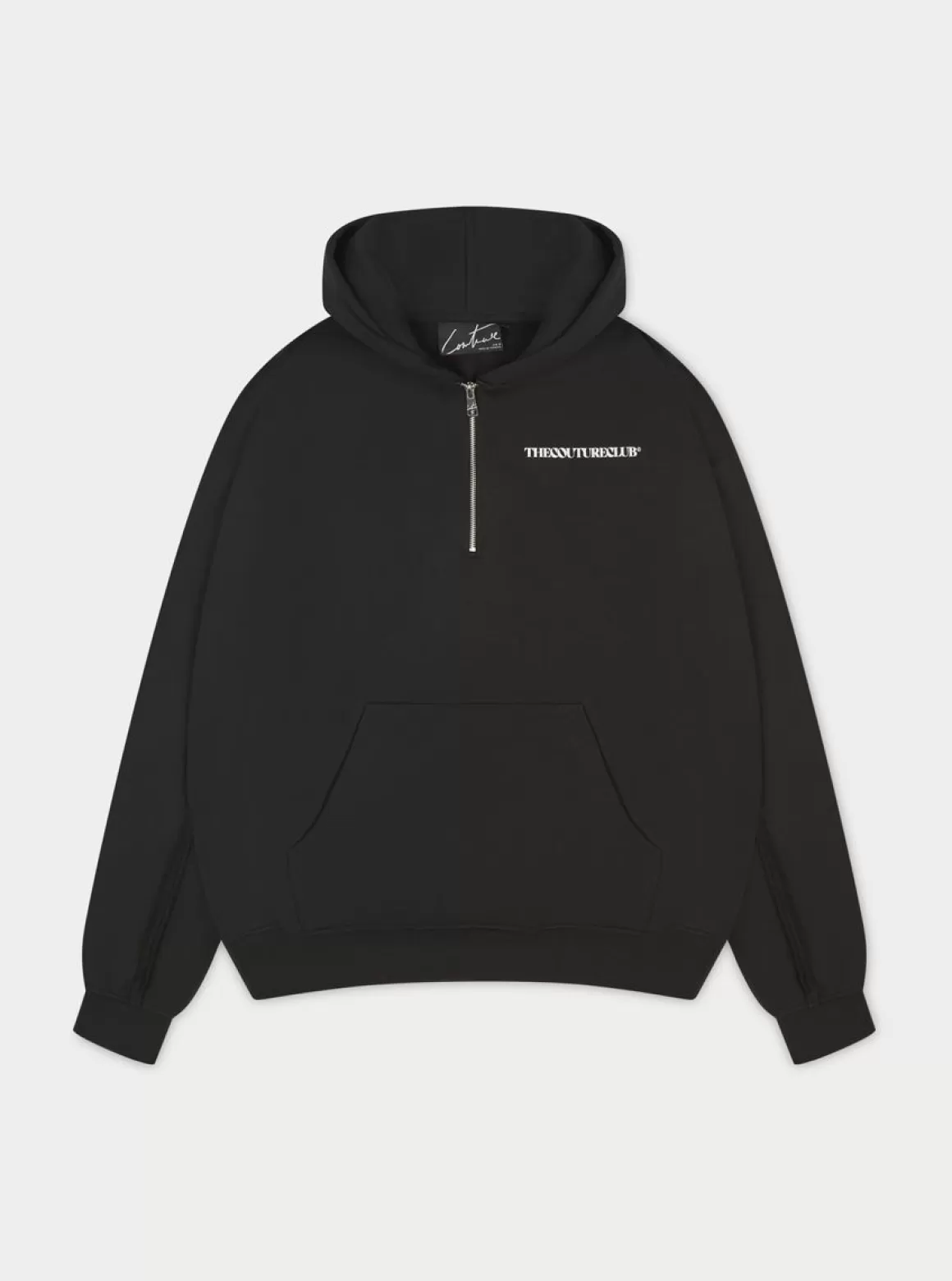 The Couture Club Tracksuits>Raw Seam Quarter Zip Hoodie Black