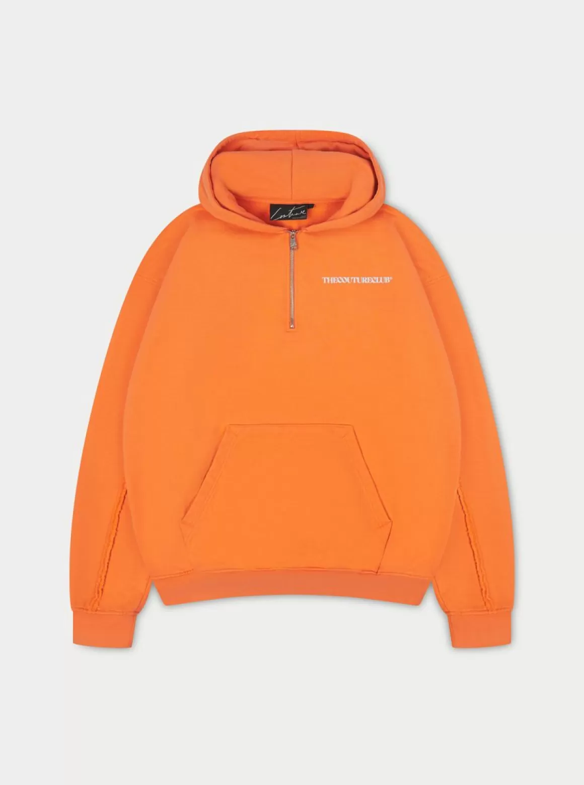 The Couture Club Twinsets>Raw Seam Quarter Zip Hoodie Orange