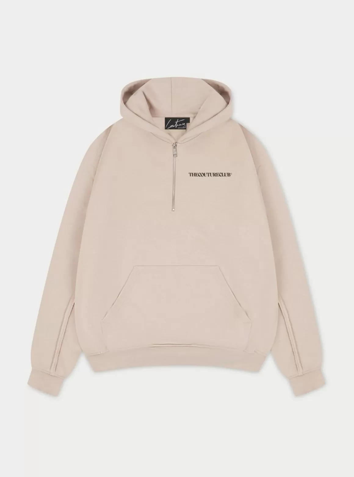 The Couture Club Twinsets>Raw Seam Quarter Zip Hoodie Beige