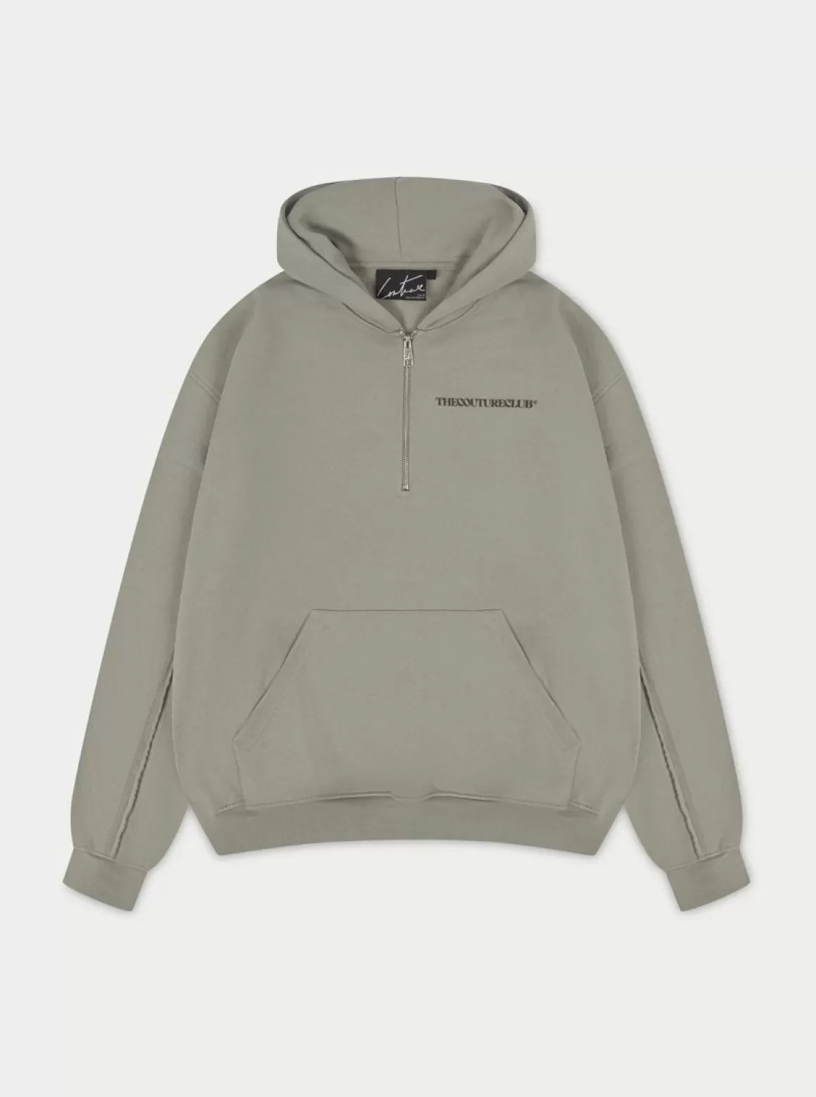 The Couture Club Twinsets>Raw Seam Quarter Zip Hoodie Darksage