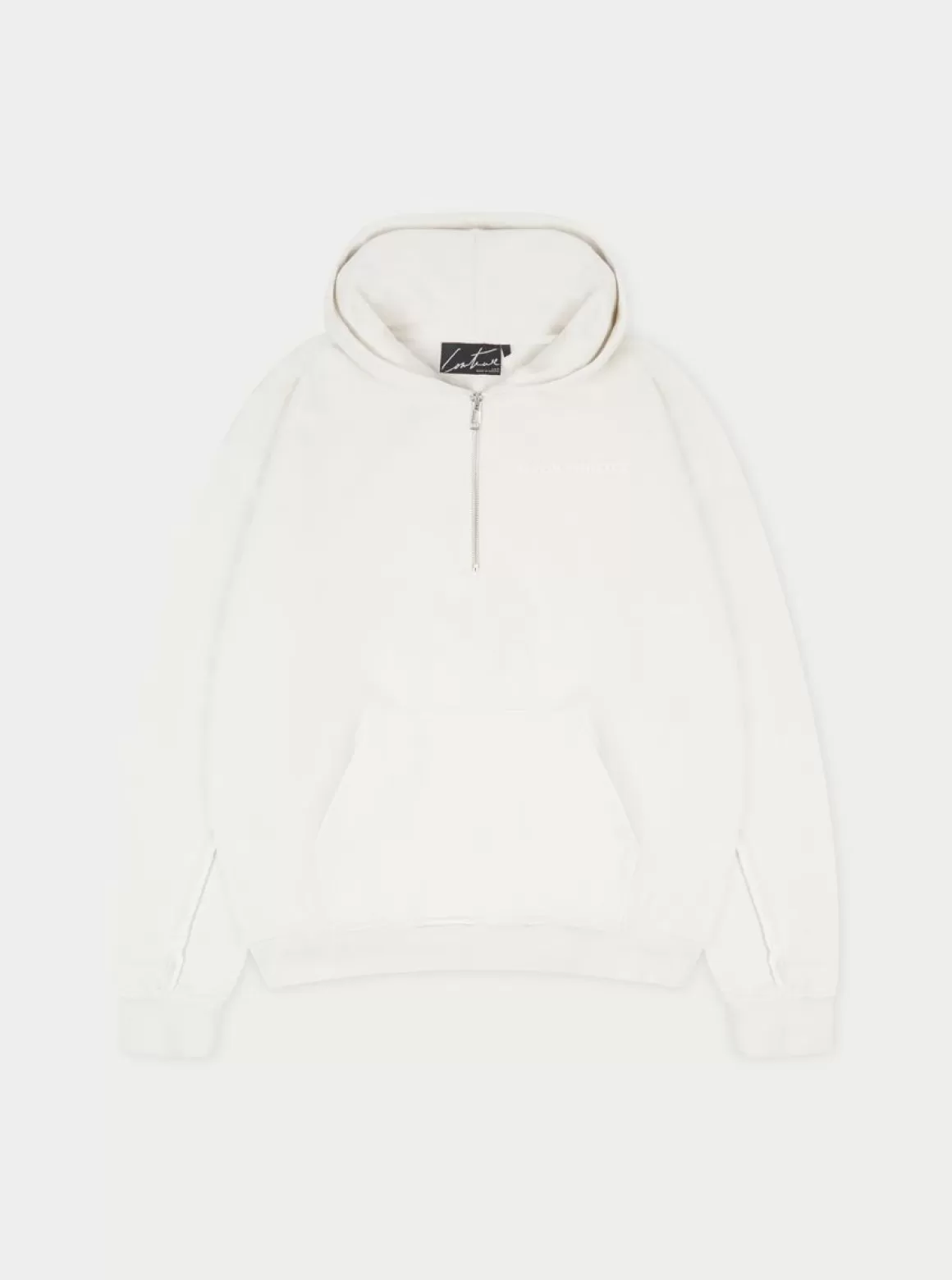 The Couture Club Hoodies>Raw Seam Quarter Zip Hoodie Offwhite