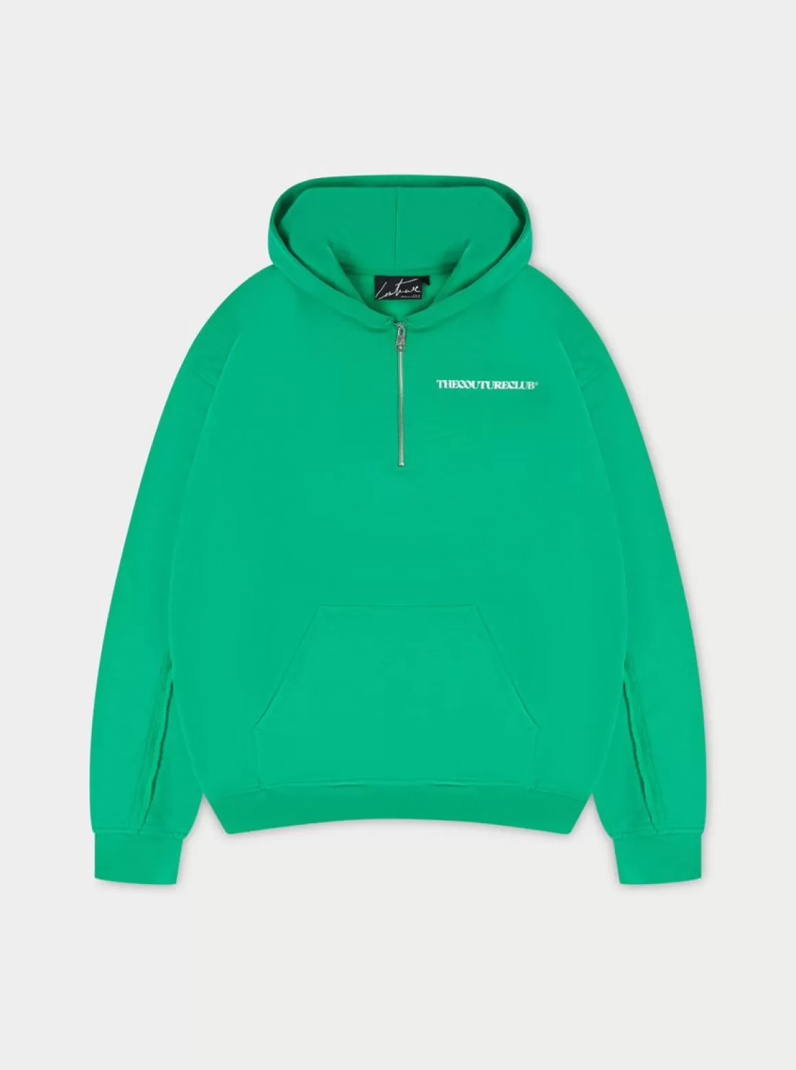 The Couture Club Hoodies>Raw Seam Quarter Zip Hoodie Brightgreen