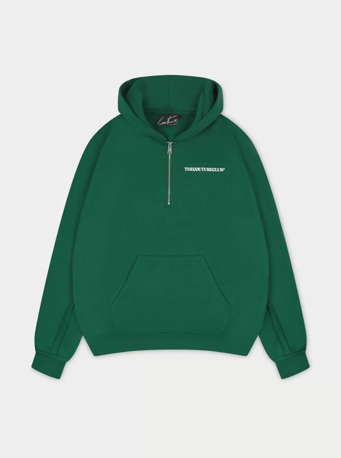 The Couture Club Hoodies>Raw Seam Quarter Zip Hoodie Forestgreen