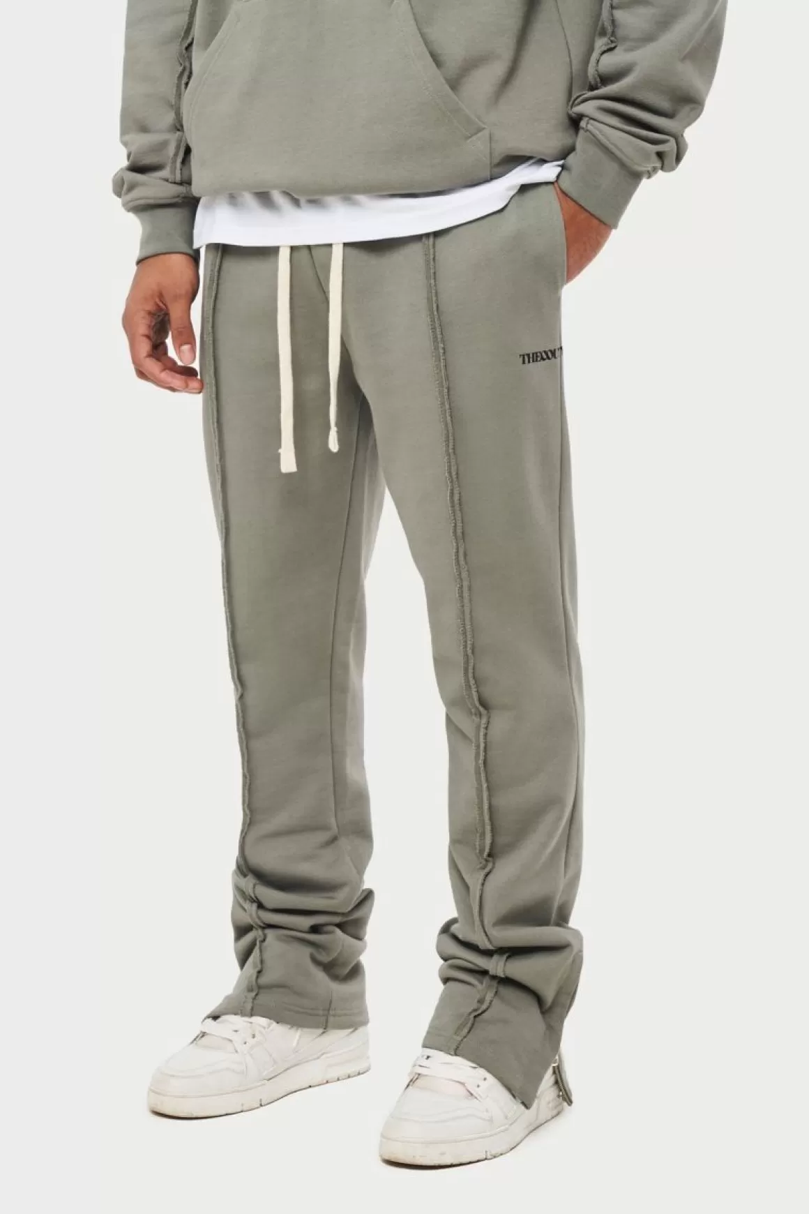 The Couture Club Twinsets>Raw Seam Straight Leg Joggers Darksage