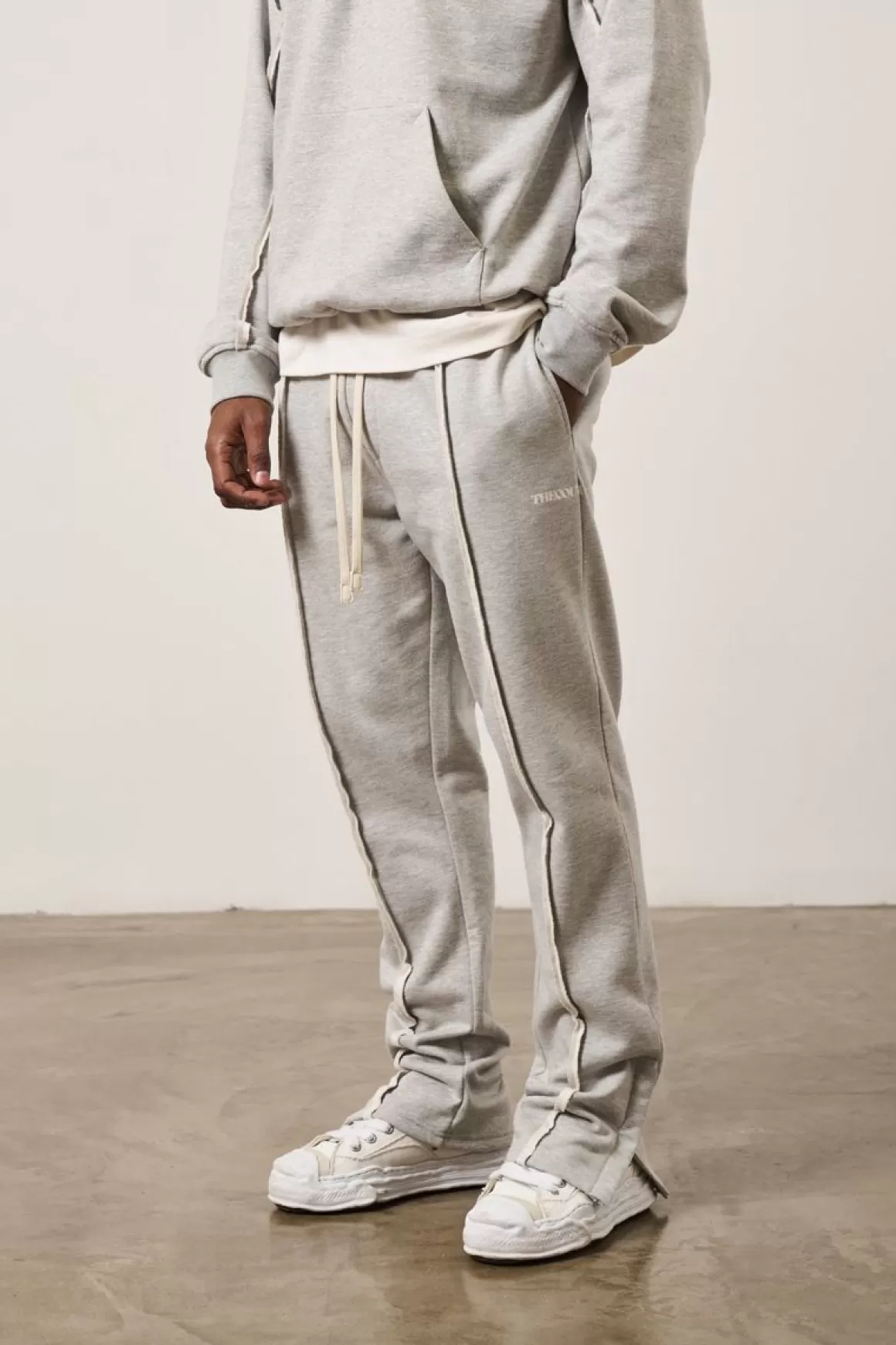 The Couture Club Tracksuits>Raw Seam Straight Leg Joggers Greymarl