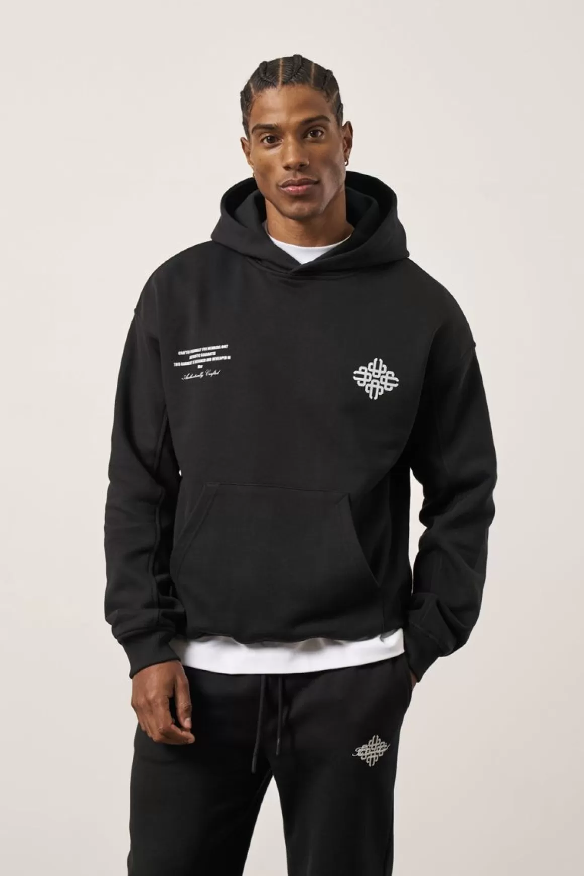 The Couture Club Tracksuits>Repeat Emblem Script Hoodie Black