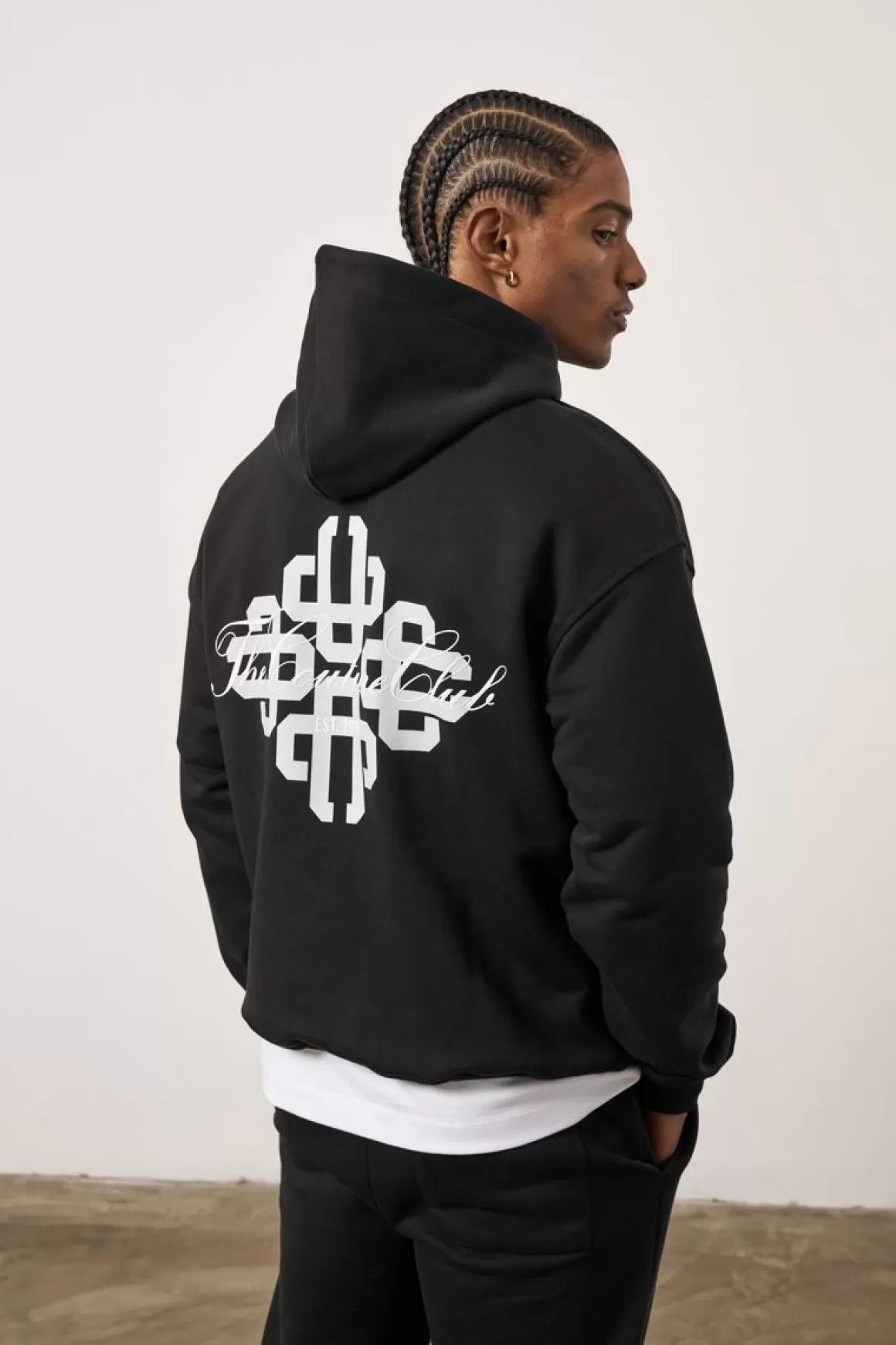 The Couture Club Tracksuits>Repeat Emblem Script Hoodie Black