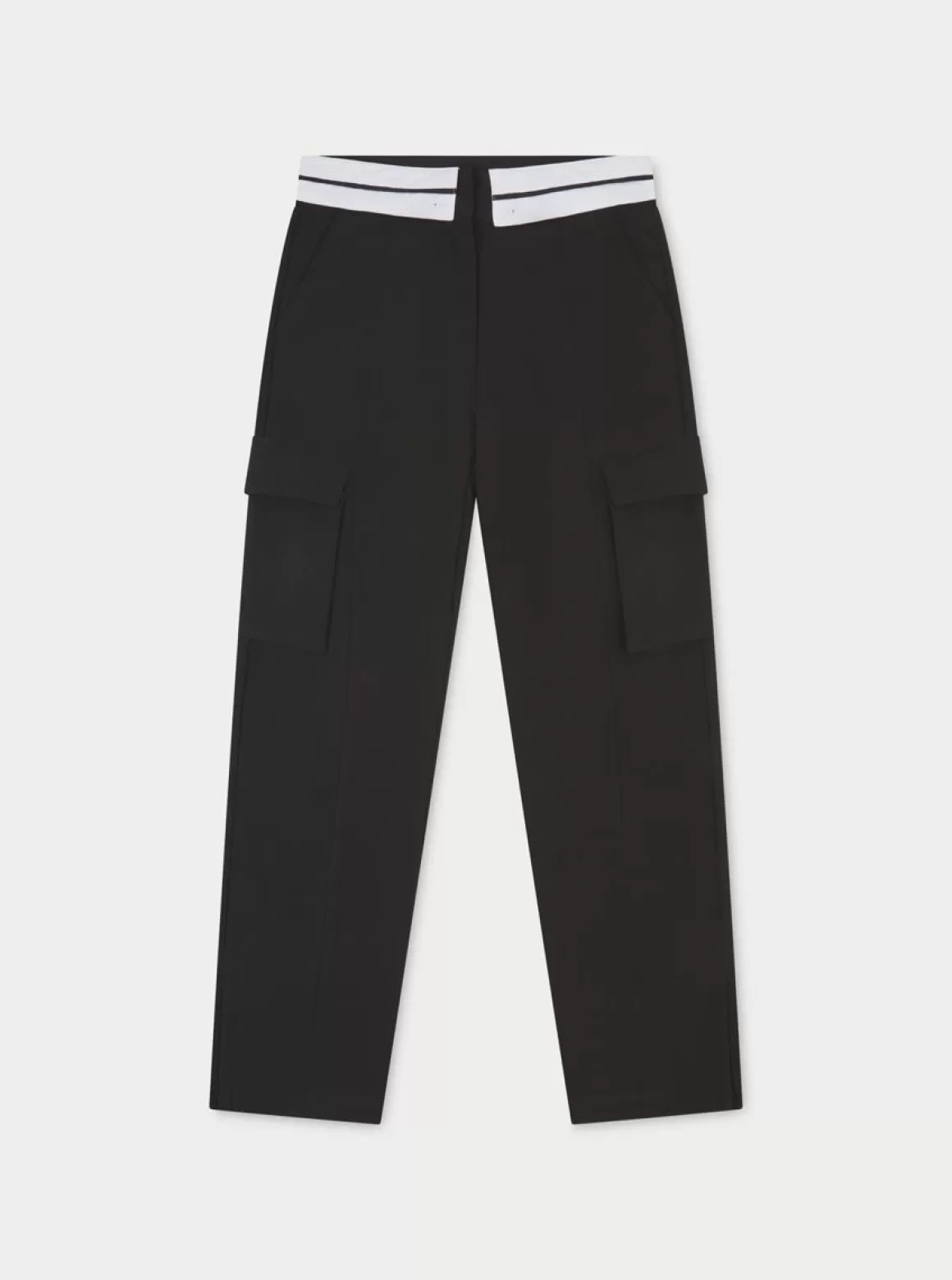 The Couture Club Bottoms>Reverse Waistband Smart Cargo Trouser Black