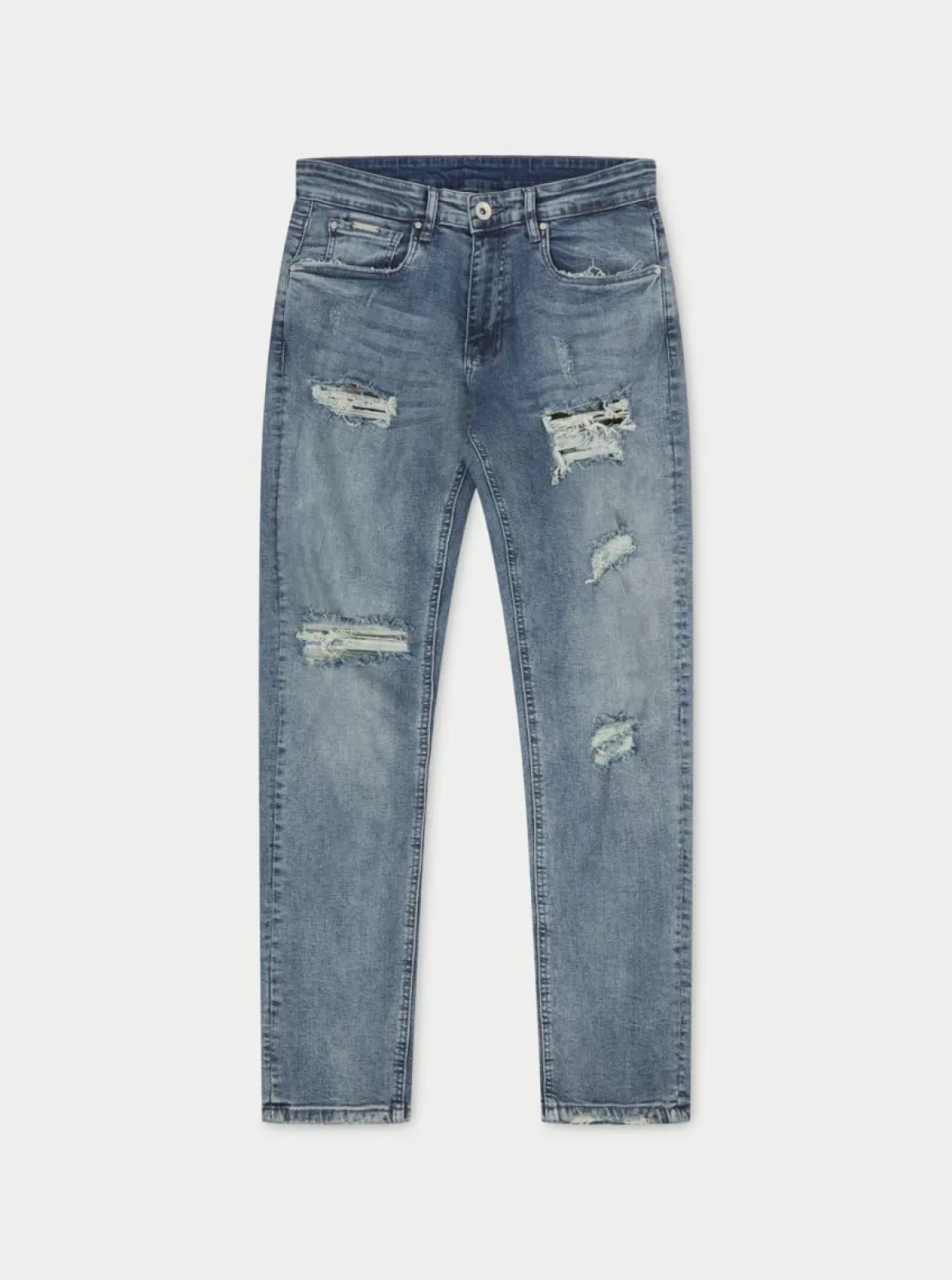 The Couture Club Bottoms>Rip And Repair Stacked Jeans Bluewash