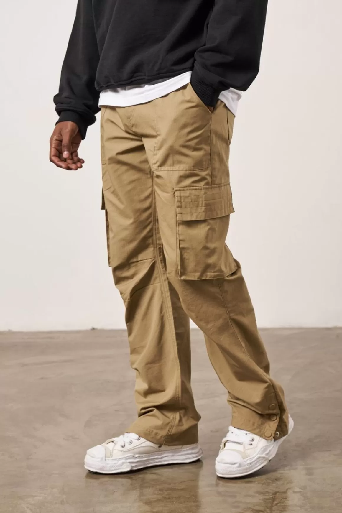 The Couture Club Cargo Pants>Ripstop Relaxed Cargo Trousers Beige