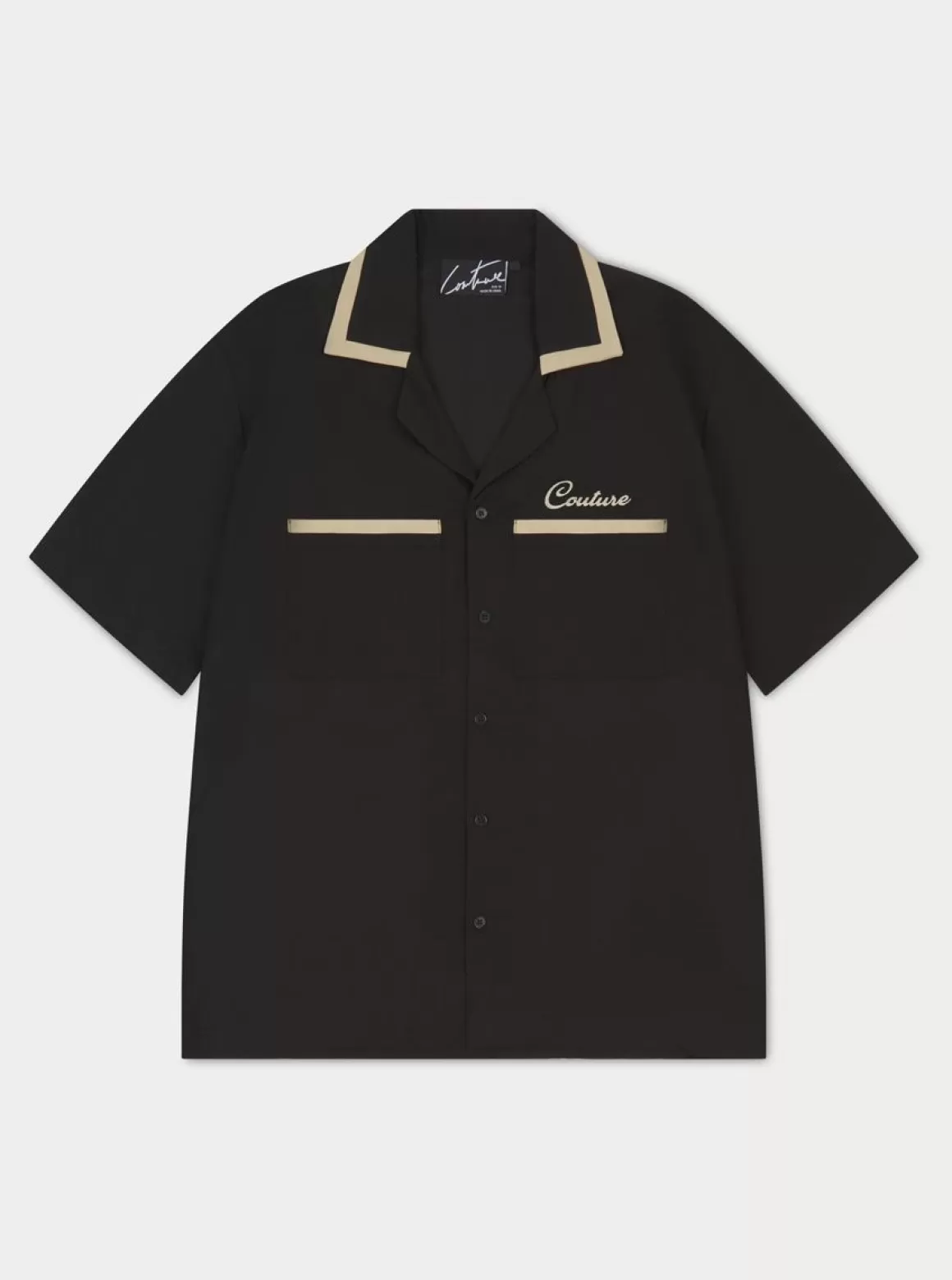 The Couture Club Shirts>Script Bowling Shirt Black