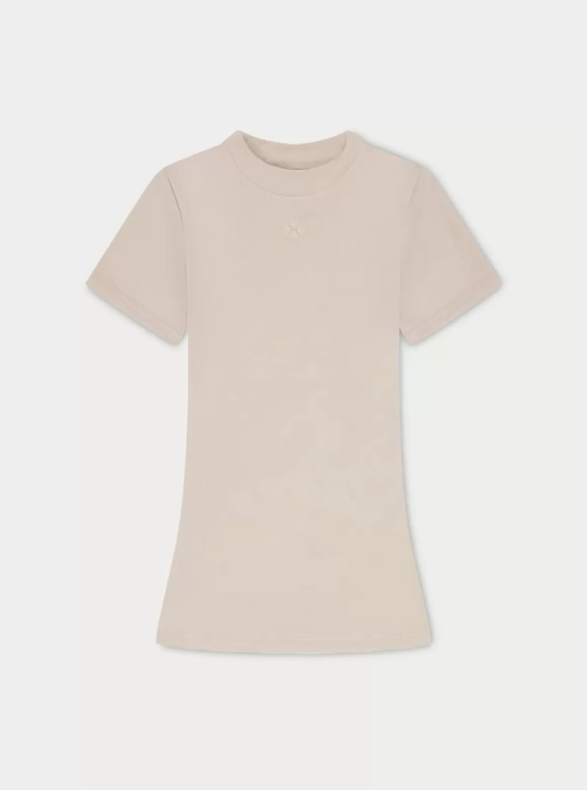 The Couture Club T-Shirts>Sculpting Stretch Emblem Baby Tee Beige