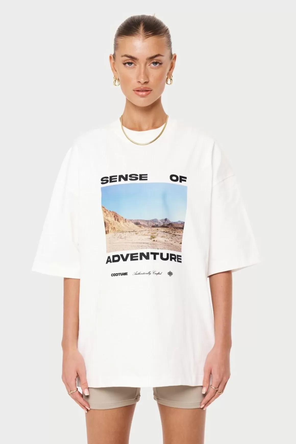 The Couture Club T-Shirts>Sense Of Adventure Oversized T-Shirt Offwhite