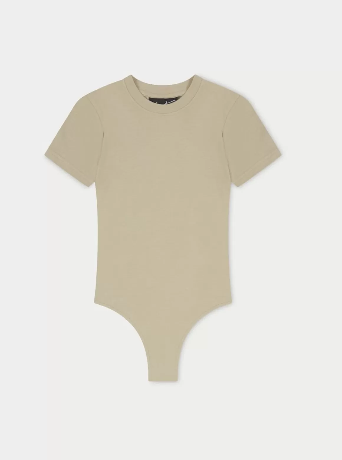 The Couture Club Tops>Short Sleeve Fitted Bodysuit Beige