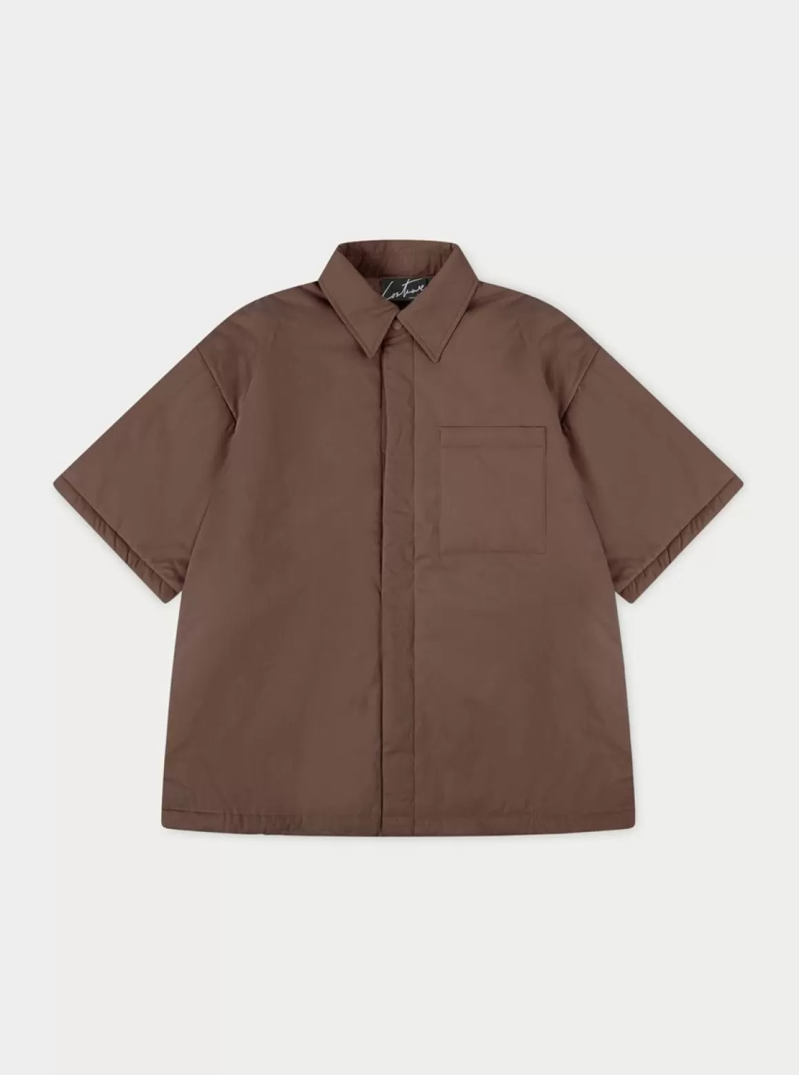 The Couture Club Shirts>Short Sleeve Padded Shirt Brown