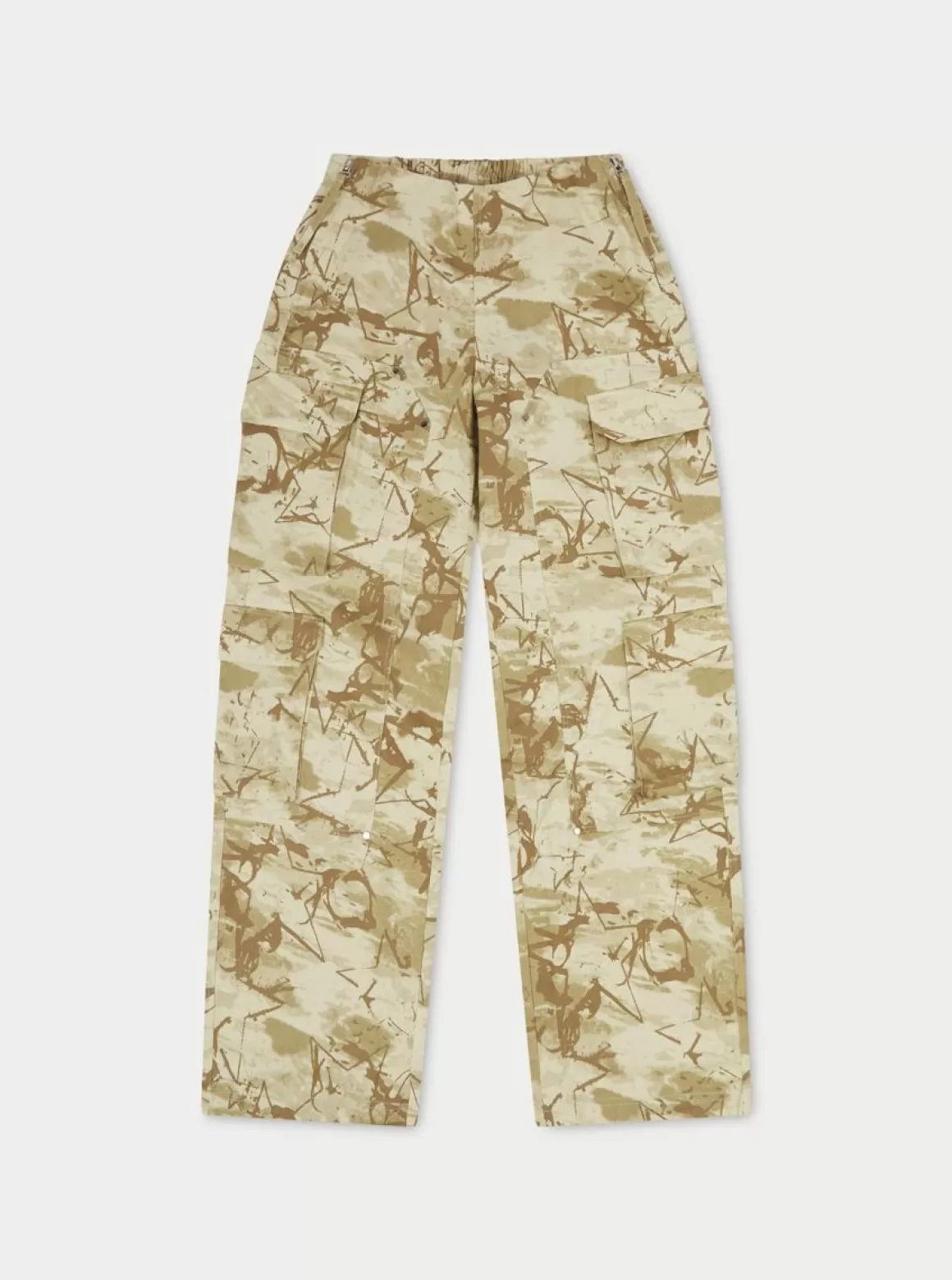 The Couture Club Cargos>Side Zip Camo Cargo Pants Beige