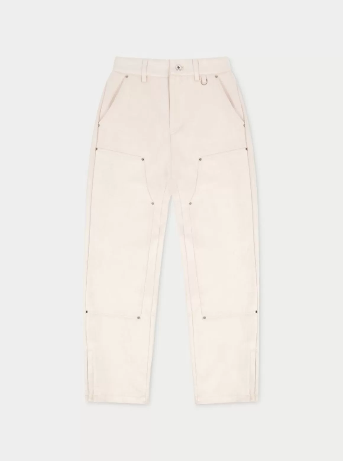 The Couture Club Bottoms>Suede Carpenter Straight Leg Trousers Beige