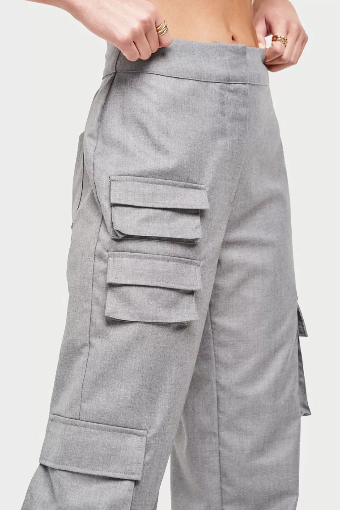 The Couture Club Cargos>Tailored Multi Pocket Cargo Trouser Grey