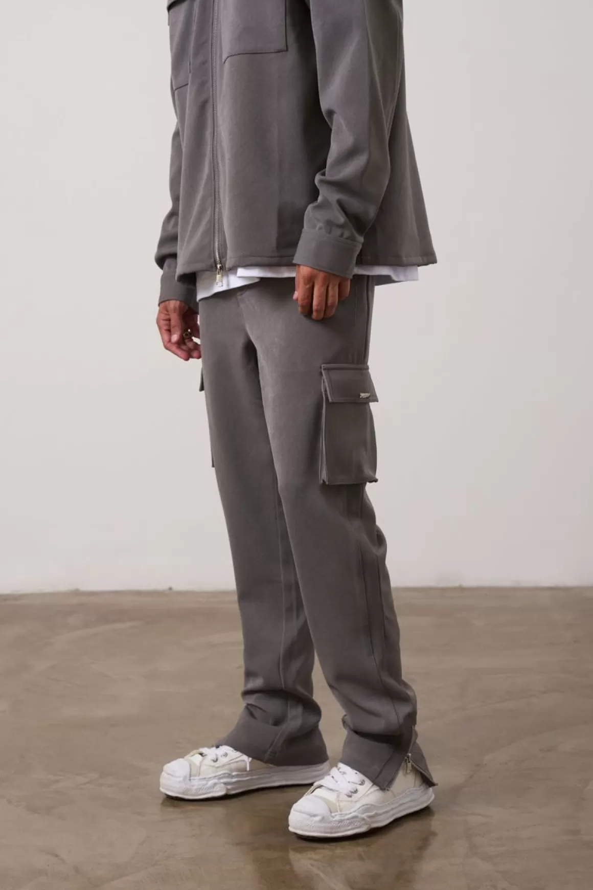 The Couture Club Twinsets>Technical Rib Smart Cargos Charcoal