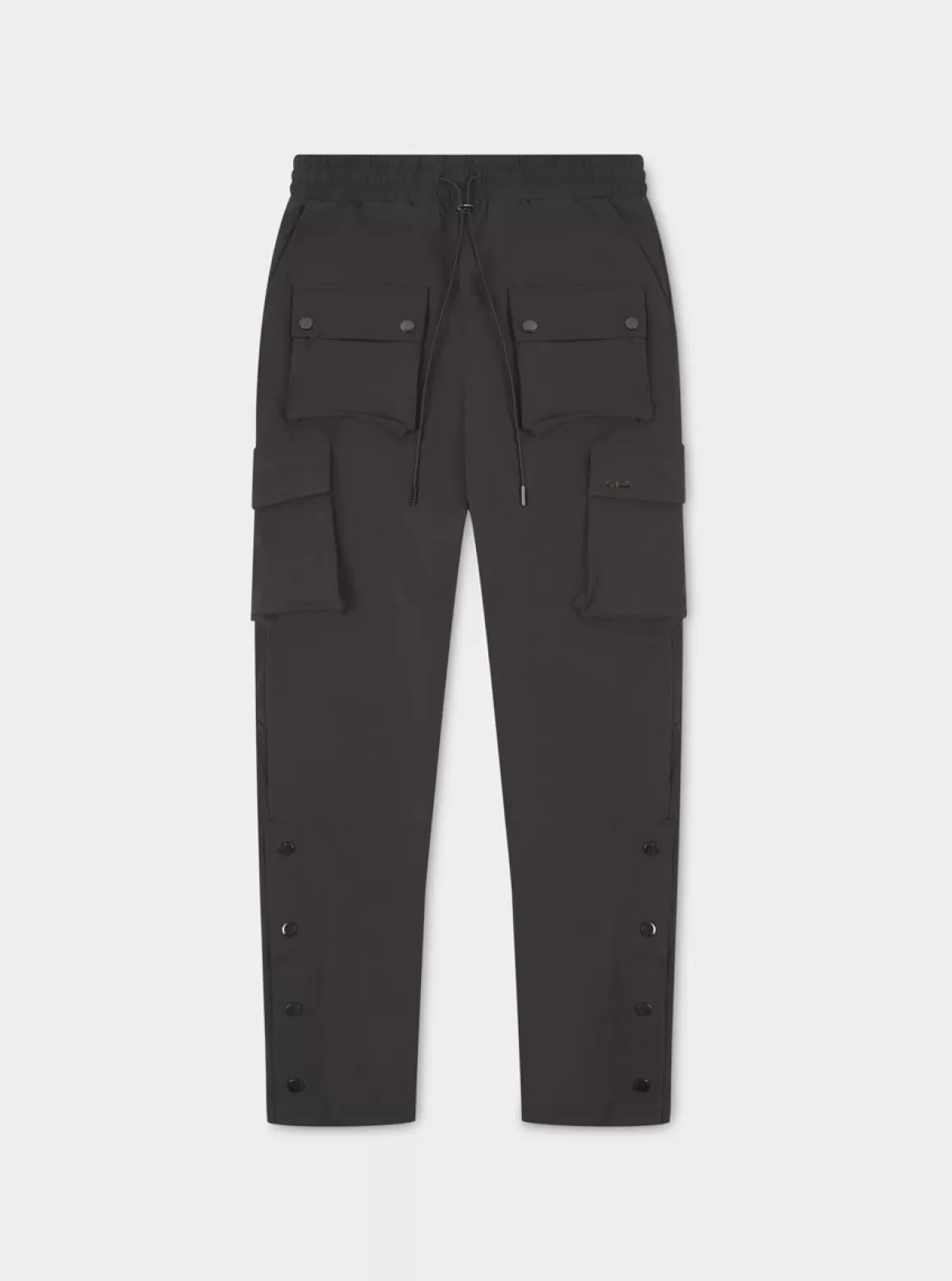 The Couture Club Cargo Pants>Technical Stretch Popper Detail Cargo Pants Charcoal