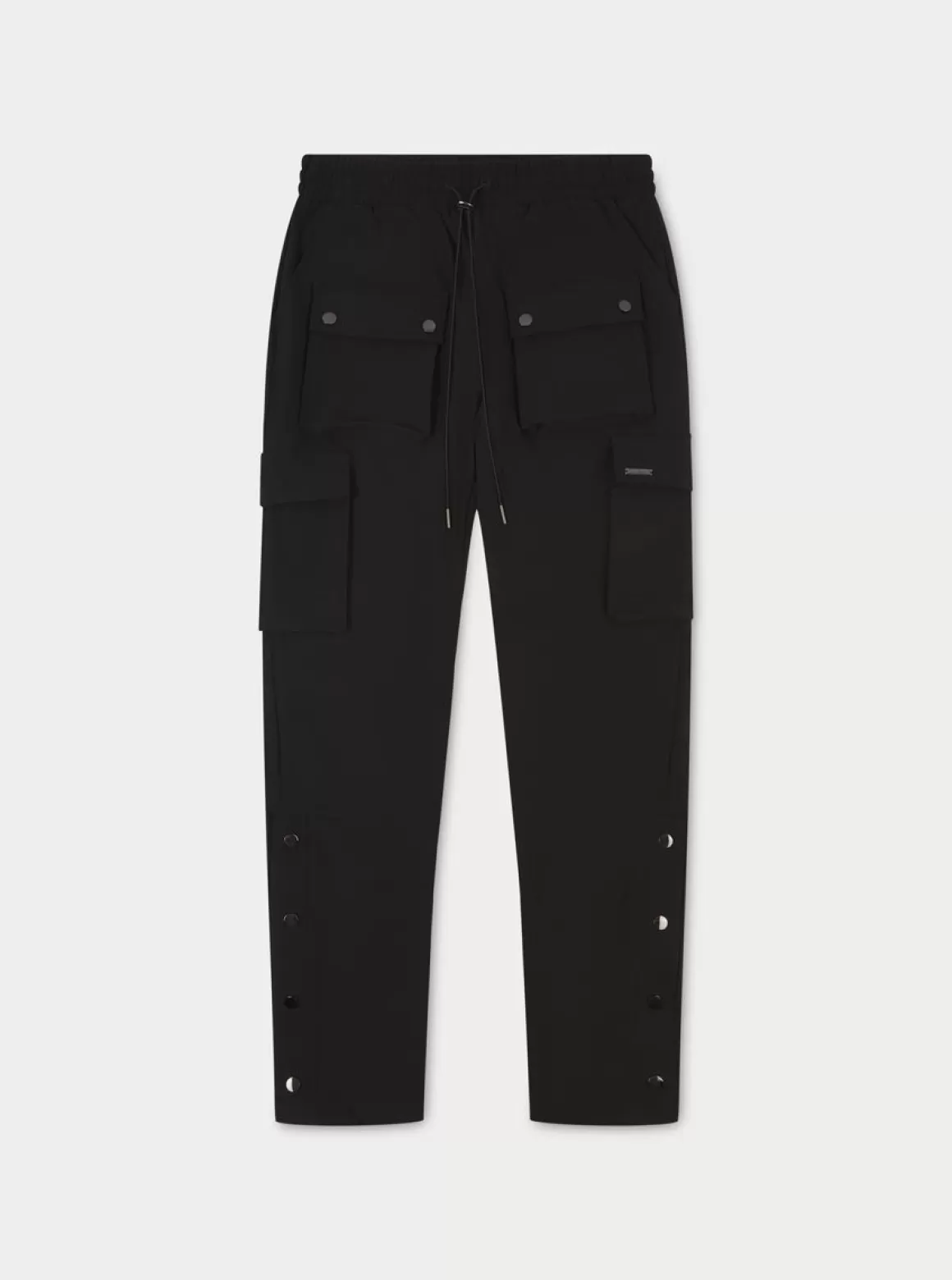 The Couture Club Cargo Pants>Technical Stretch Popper Detail Cargo Pants Black