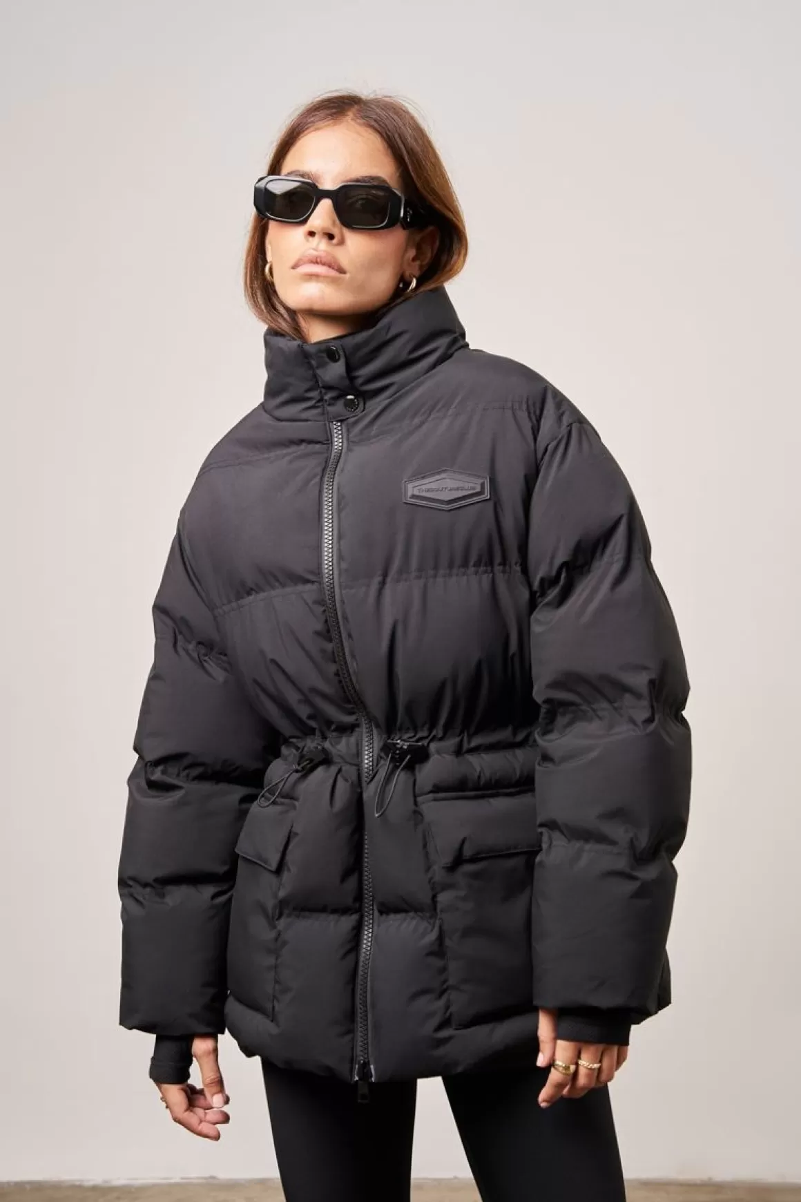 The Couture Club Coats & Jackets>Tie Waist Pleated Puffer Coat Black