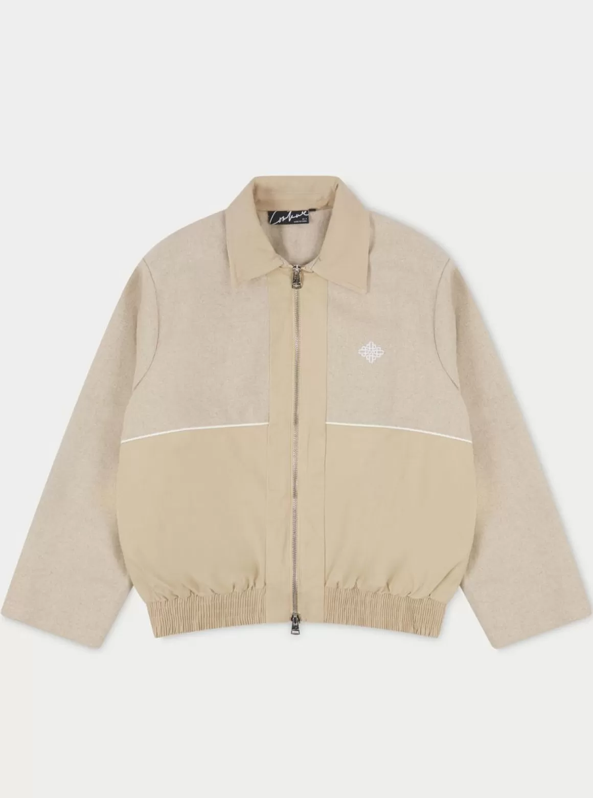 The Couture Club Coats & Jackets>Tweed Panelled Bomber Jacket Beige