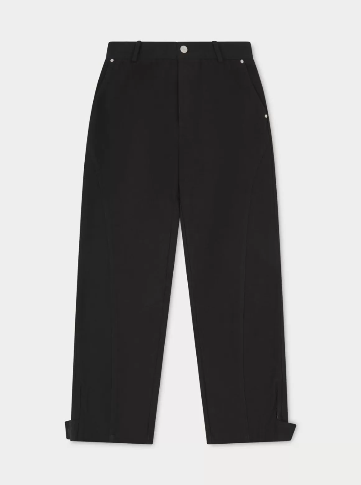 The Couture Club Bottoms>Woven Canvas Distressed Trouser Black