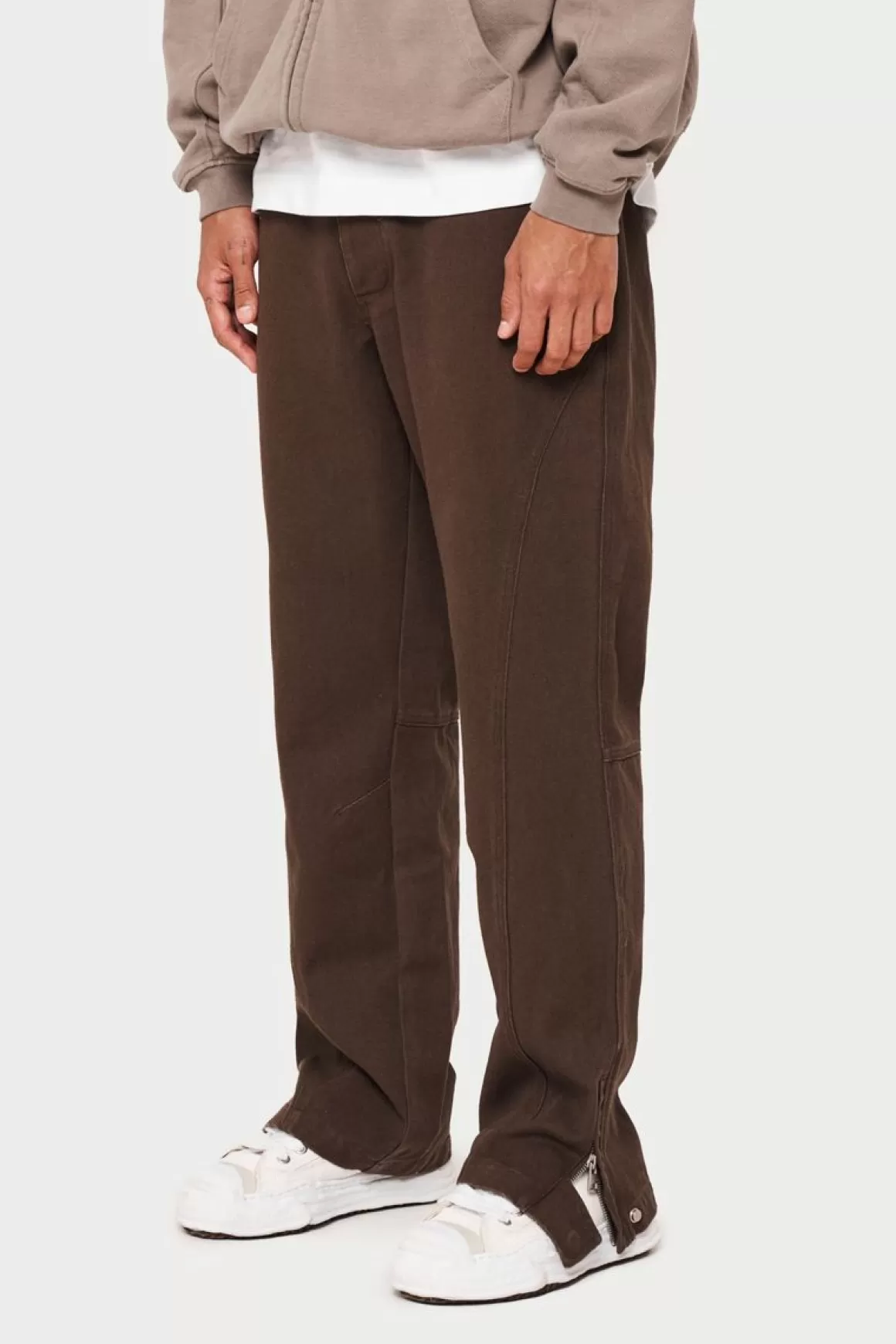 The Couture Club Bottoms>Woven Canvas Distressed Trouser Brown